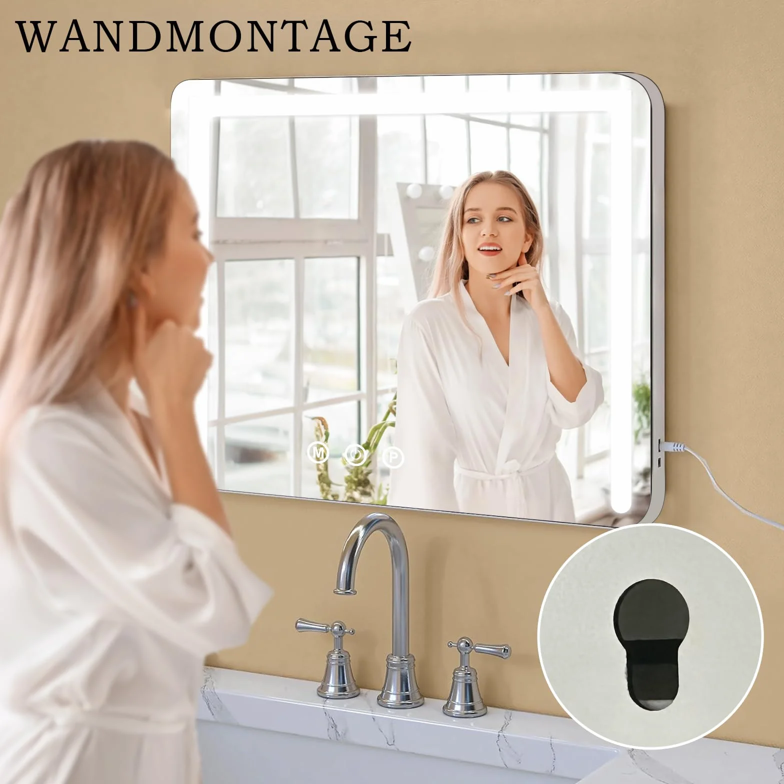 Schminkspiegel mit Beleuchtung,Hollywood Spiegel mit LED Licht Dimmbar Kosmetikspiegel 3 Modi,58 x 43 cm Vanity Spiegel Tischspiegel mit USB 10X Vergrößerung für Schlafzimmer Schminktisch