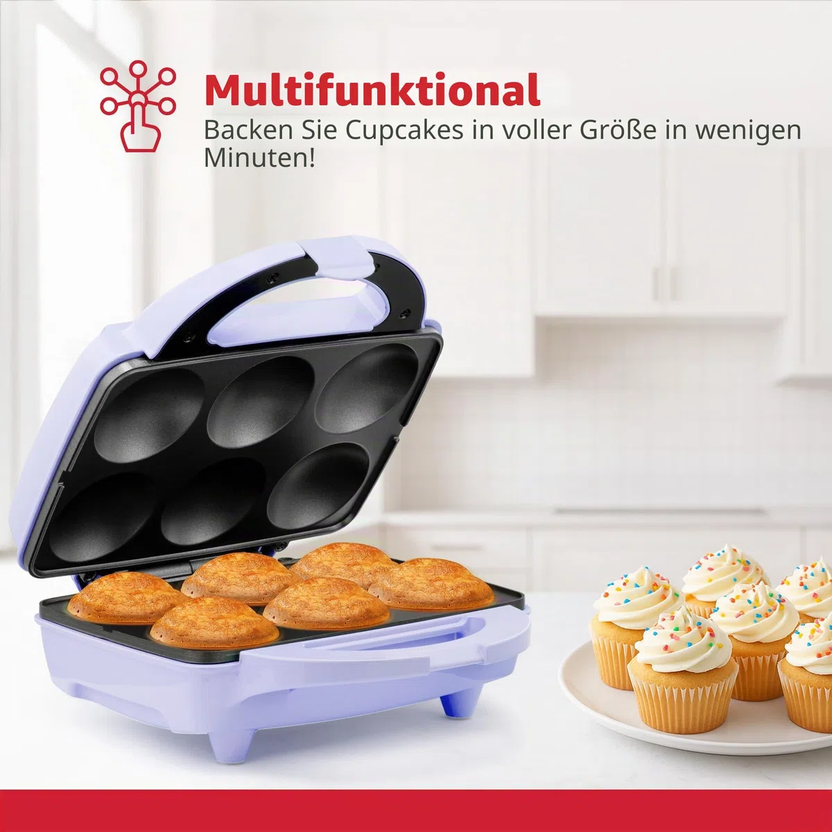 Holstein Housewares Antihaft-Cupcake-Maker, Lavendel/Edelstahl, für 6 Cupcakes, Muffins, Zimtbrötchen und mehr für Geburtstage, Feiertage, Backverkäufe oder besondere Anlässe
