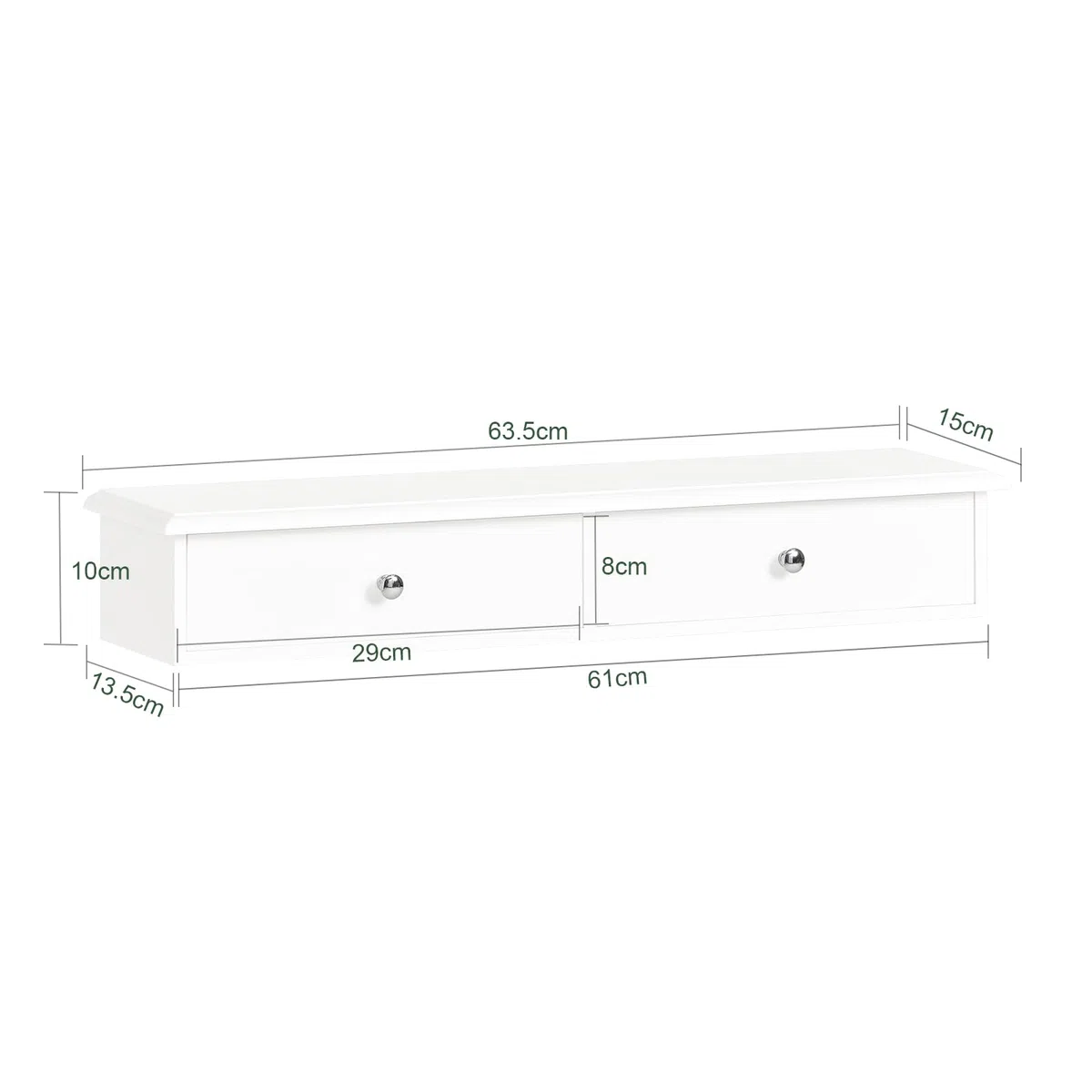 SoBuy FRG43-W Wandschrank Hängeschrank Badezimmerschrank Wandregal Hängeregal Wandgarderobe mit 2 Schubladen BHT ca: 64x10x15cm