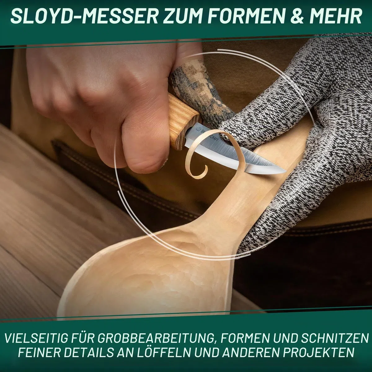 BeaverCraft S01 Löffelschnitzmesser Set – Holzlöffel Schnitzwerkzeug für Rechtshänder – Hakenmesser, Schnitzmesser für Schale, Kuksa, Becher – Holzschnitzset für Anfänger & Profis