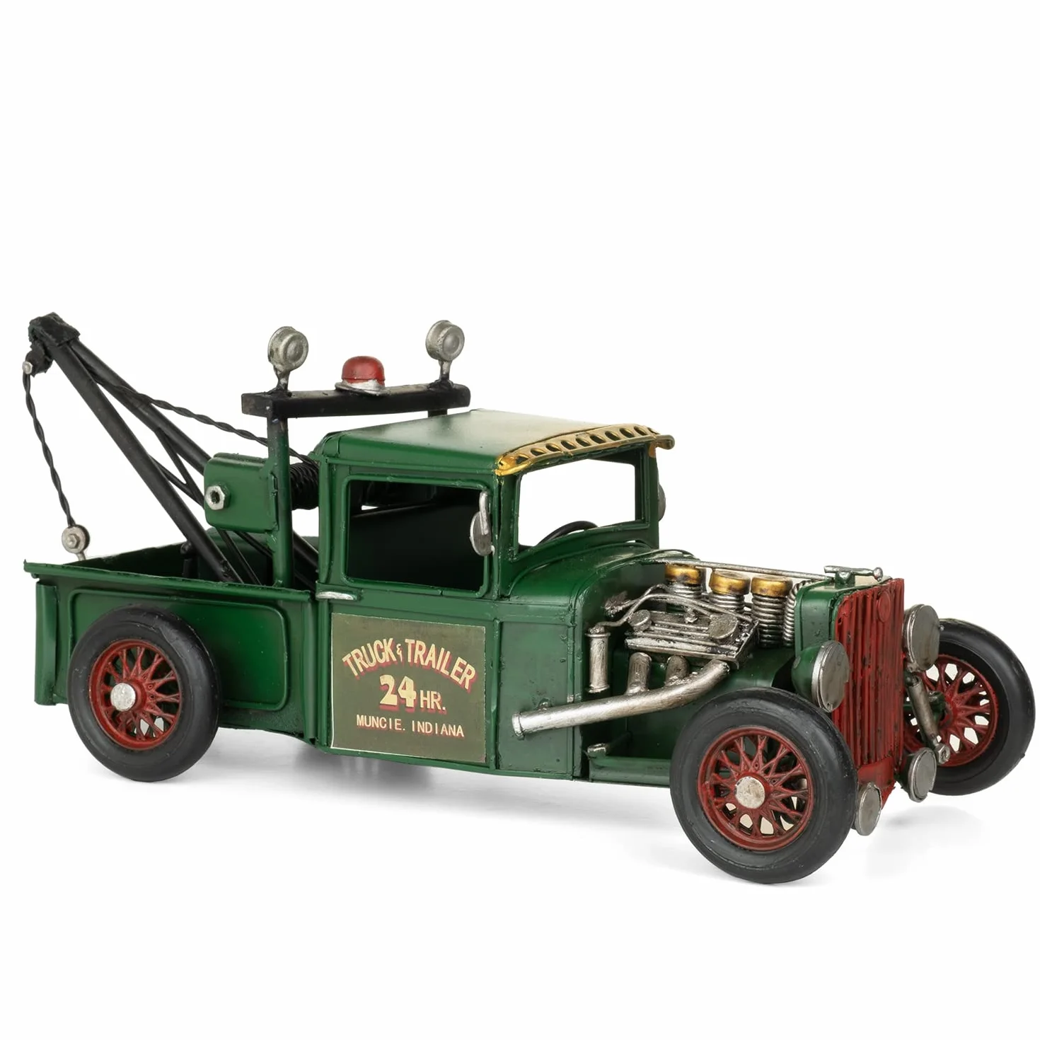 Moritz Blech-Deko Auto Abschleppfahrzeug grün Blechdekoration Blechmodell Modellauto Retro Sammlerstück Vintage Deko Nostalgie Antik Style