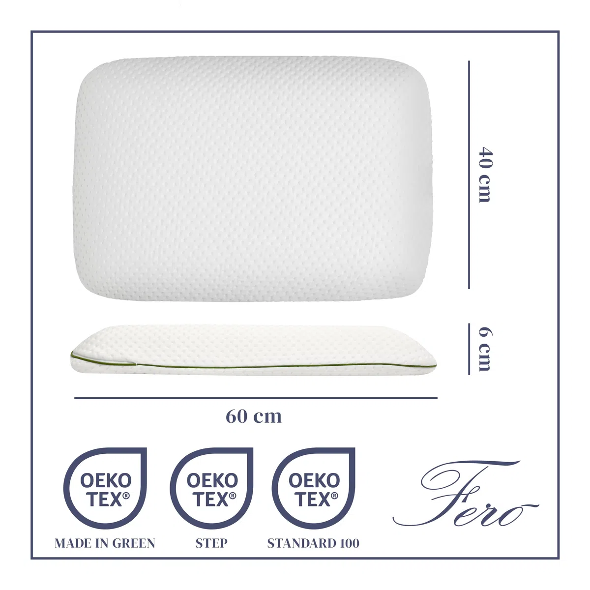Ferò Kinderkissen 60x40x6 cm aus Tencel Hypoallergen – Für Kinder ab 2 Jahren – Komfort und Sicherheit für einen ruhigen Schlaf – Weicher und atmungsaktiver natürlicher Memory-Schaum Oeko-TEX