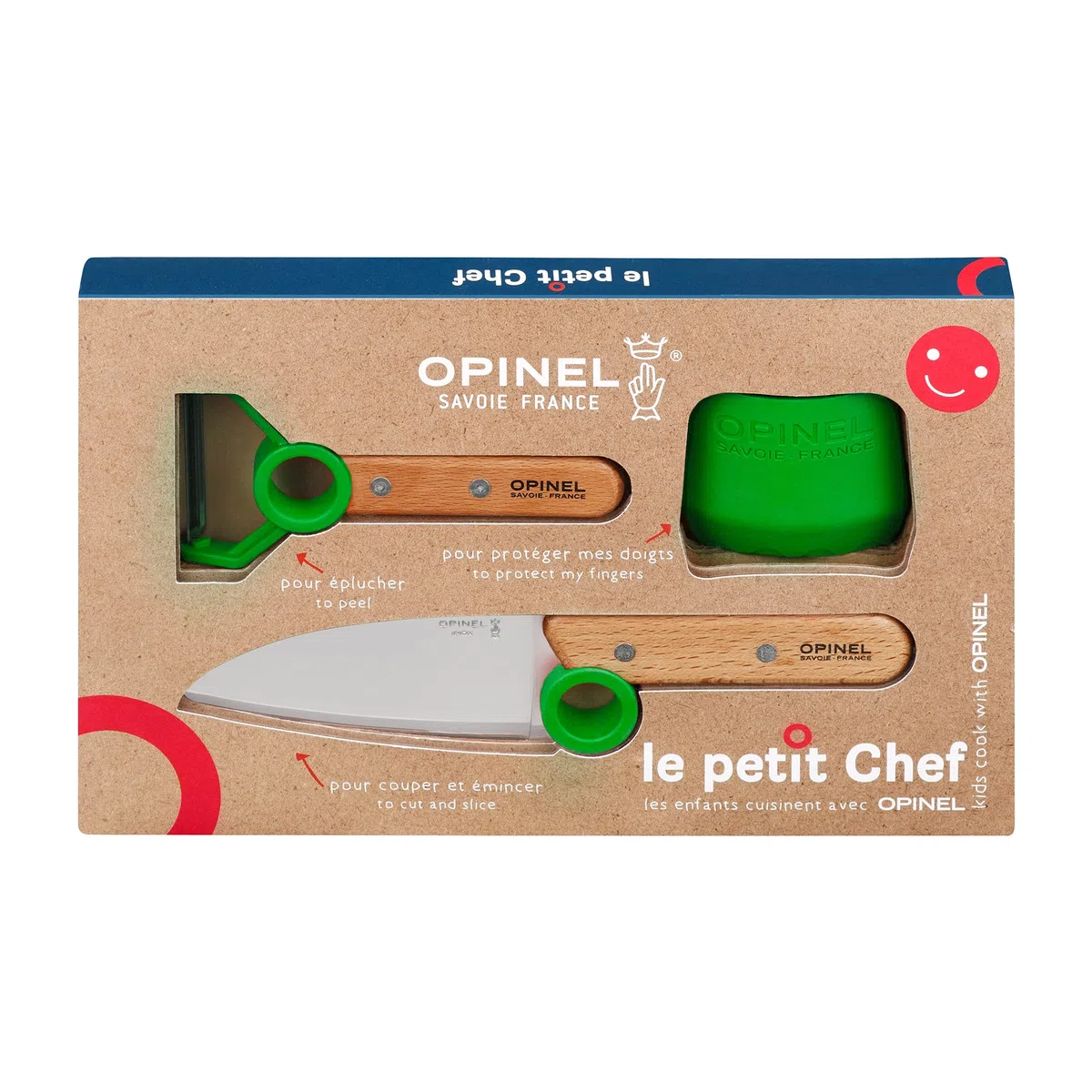Opinel Coffret le petit chef bois vert, 3-teilig, 26,6 x 17 x 2,5 cm