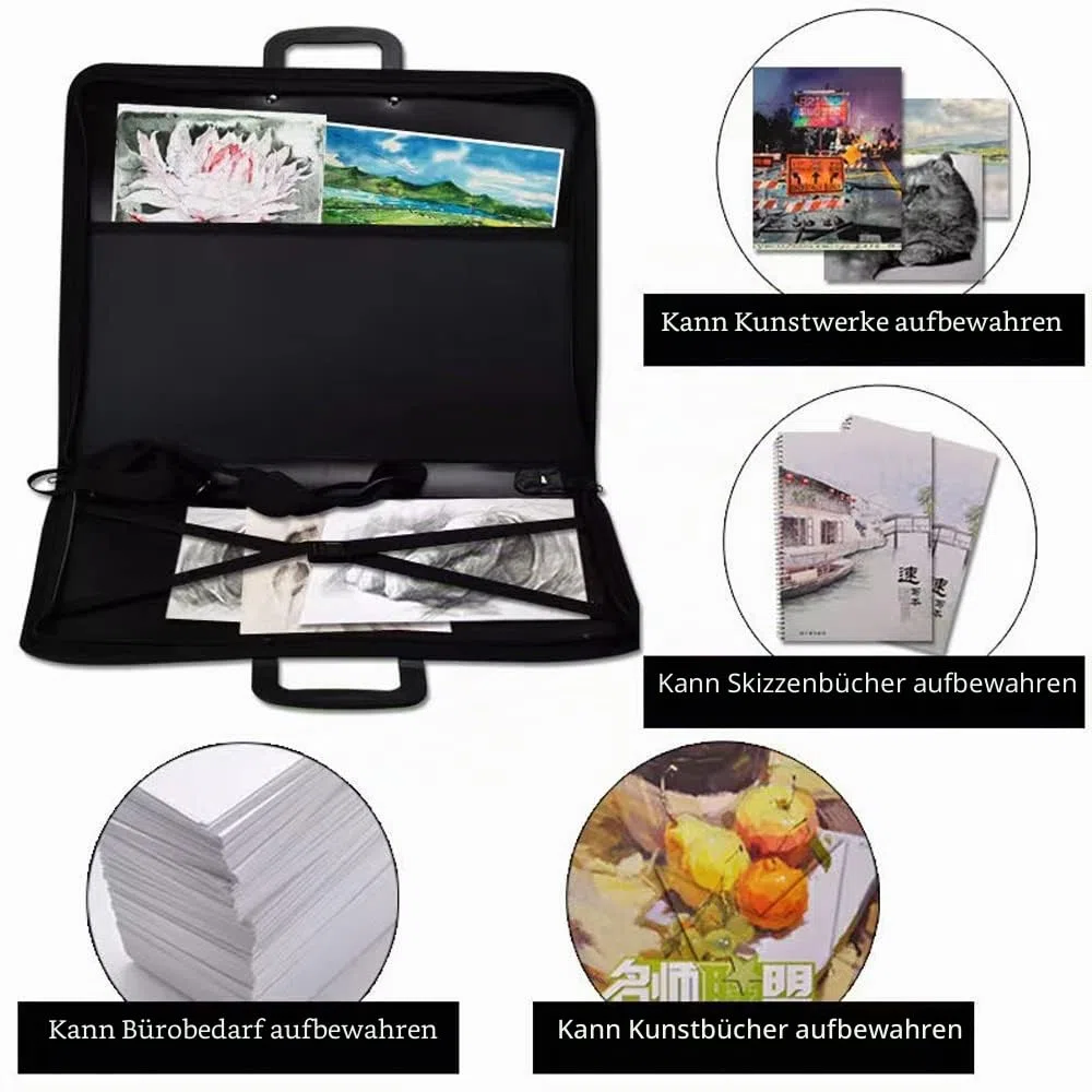 A3 Künstler-Portfolio-Hülle und Kunst-Tasche - Präsentation und Aufbewahrung für Skizzen, Malerei, Zeichenbrett, Kunstwerk mit Tragetasche