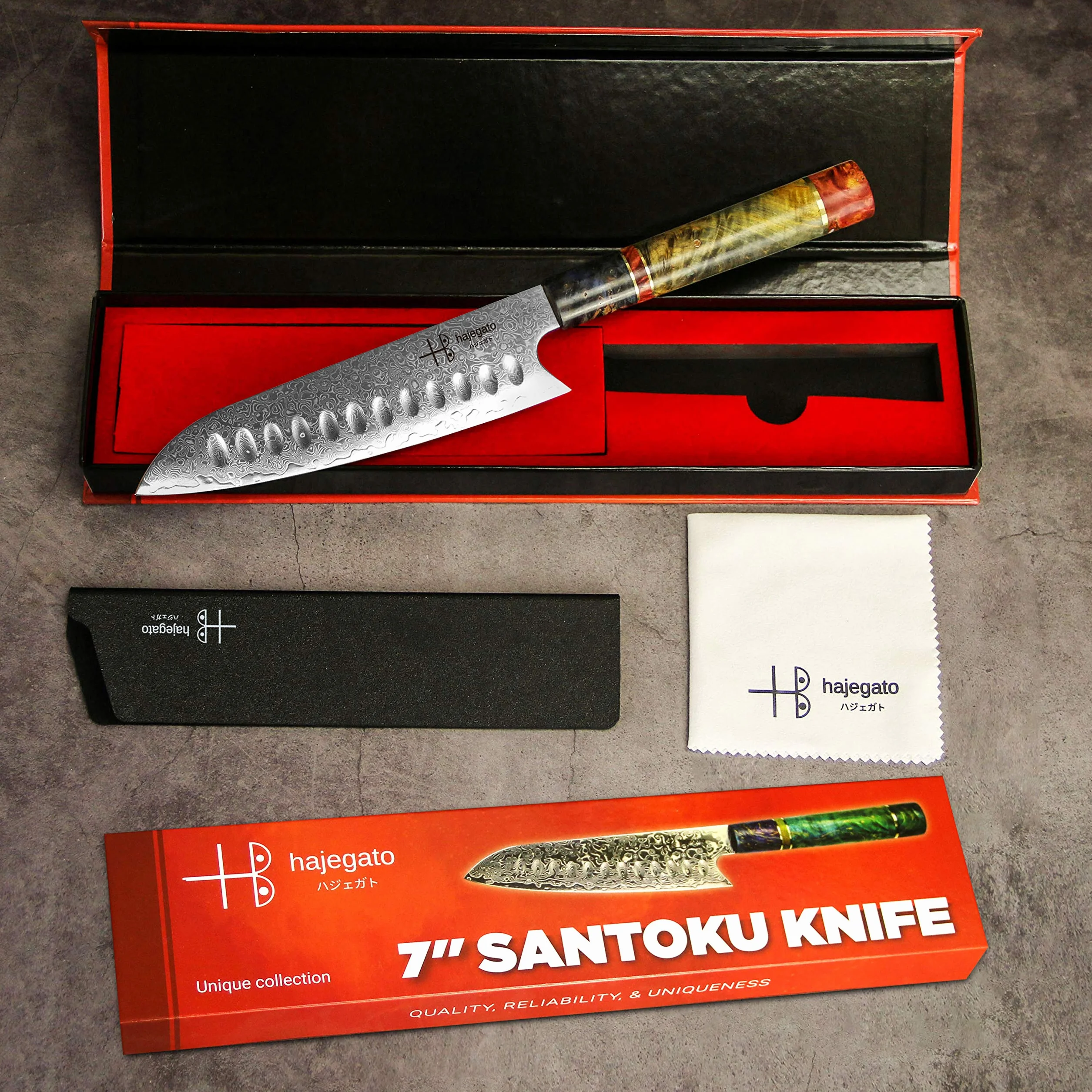 Damastmesser - Einzigartiges Griff Kochmesser Profi Japanisches VG10 - 67 Schichten Damaststahl - Hohe Qualität Ultra Scharfe Santoku Messer (7")