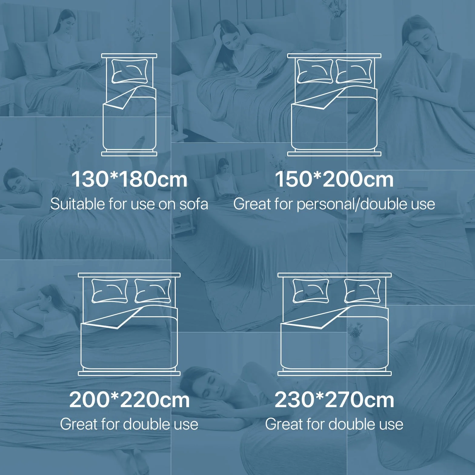 IKALIFE Kühldecke Bett für Menschen - 2 in 1 Kühlende Decke Q-Max>0,5 Cooling Blanket Kältedecke Eisdecke zum Schlafen Leichte Sommerdecke Kühlend für Sommer Sleeping 150x200 cm Grau