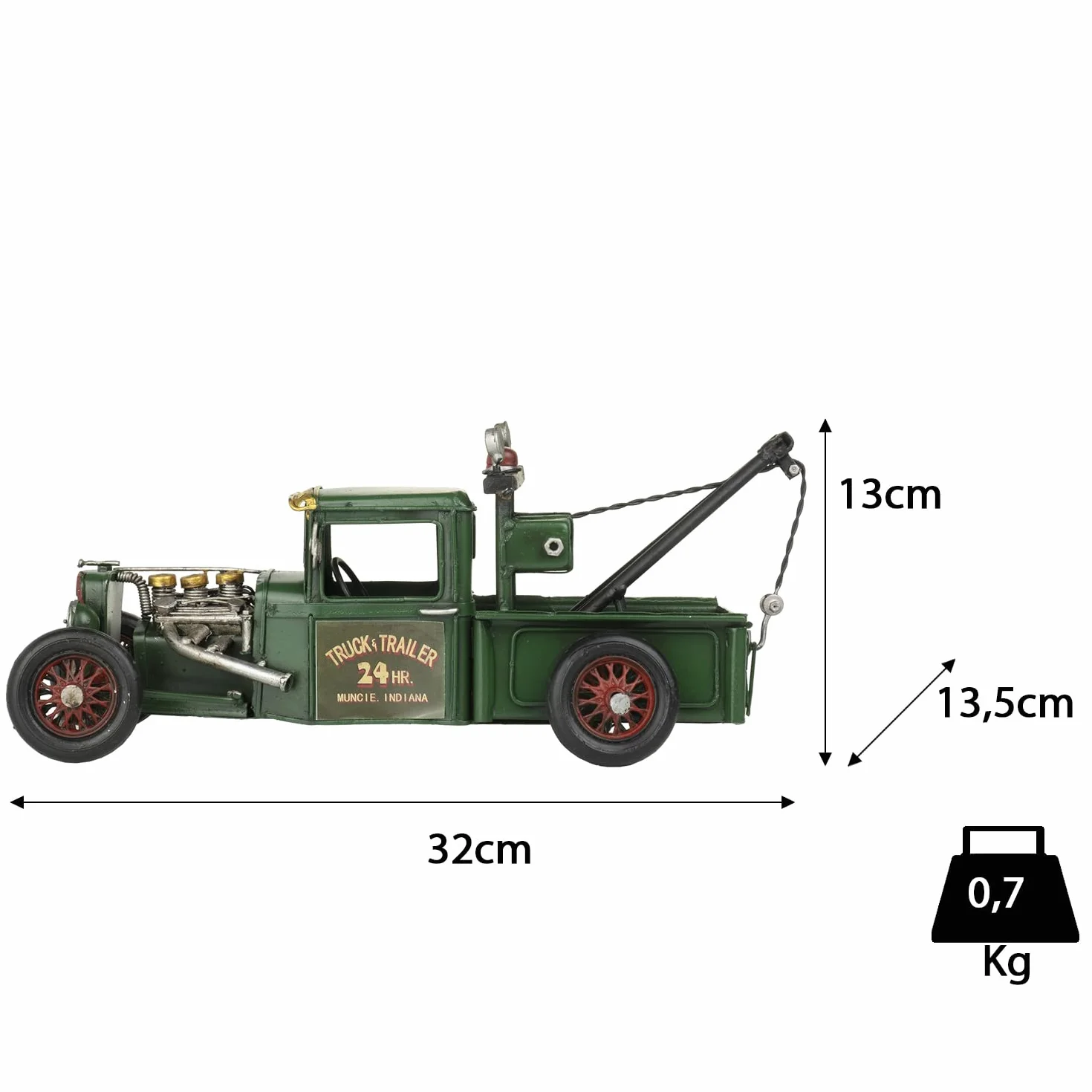 Moritz Blech-Deko Auto Abschleppfahrzeug grün Blechdekoration Blechmodell Modellauto Retro Sammlerstück Vintage Deko Nostalgie Antik Style