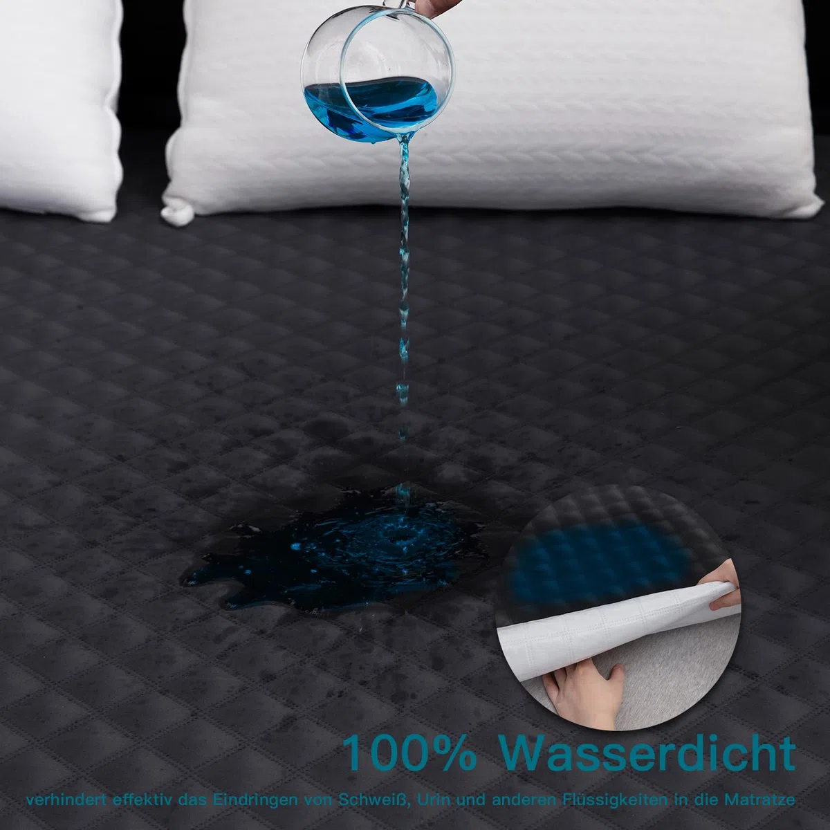 Arcona Matratzenschoner wasserdicht, Atmungsaktive Wasserdichter Matratzenschoner, Nässeschutz Matratzenauflage 180x200, Dunkelgrau Matratzenschutz, Inkontinenzunterlage Waschbar für Bett
