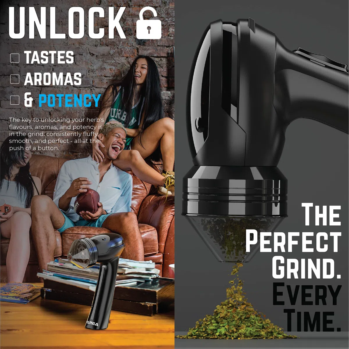 Mamba Grinder elektrischer Pollen Crusher Schwarz bis 1g, USB und Mamba Grinder Monster elektrische Gewürzmühle, USB-aufladbar