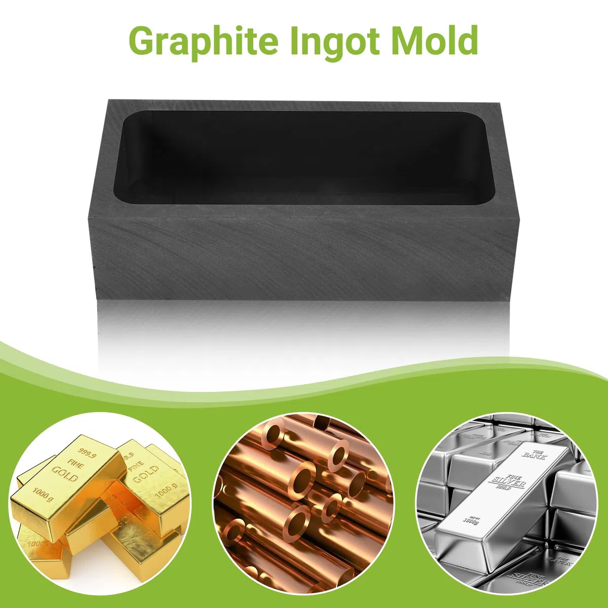 2 StüCk 1 Kg Graphit Barren Form Tiegel Form zum Schmelzen GießEn Raffinieren Gold Silber Metall Aluminium Kupfer Messing
