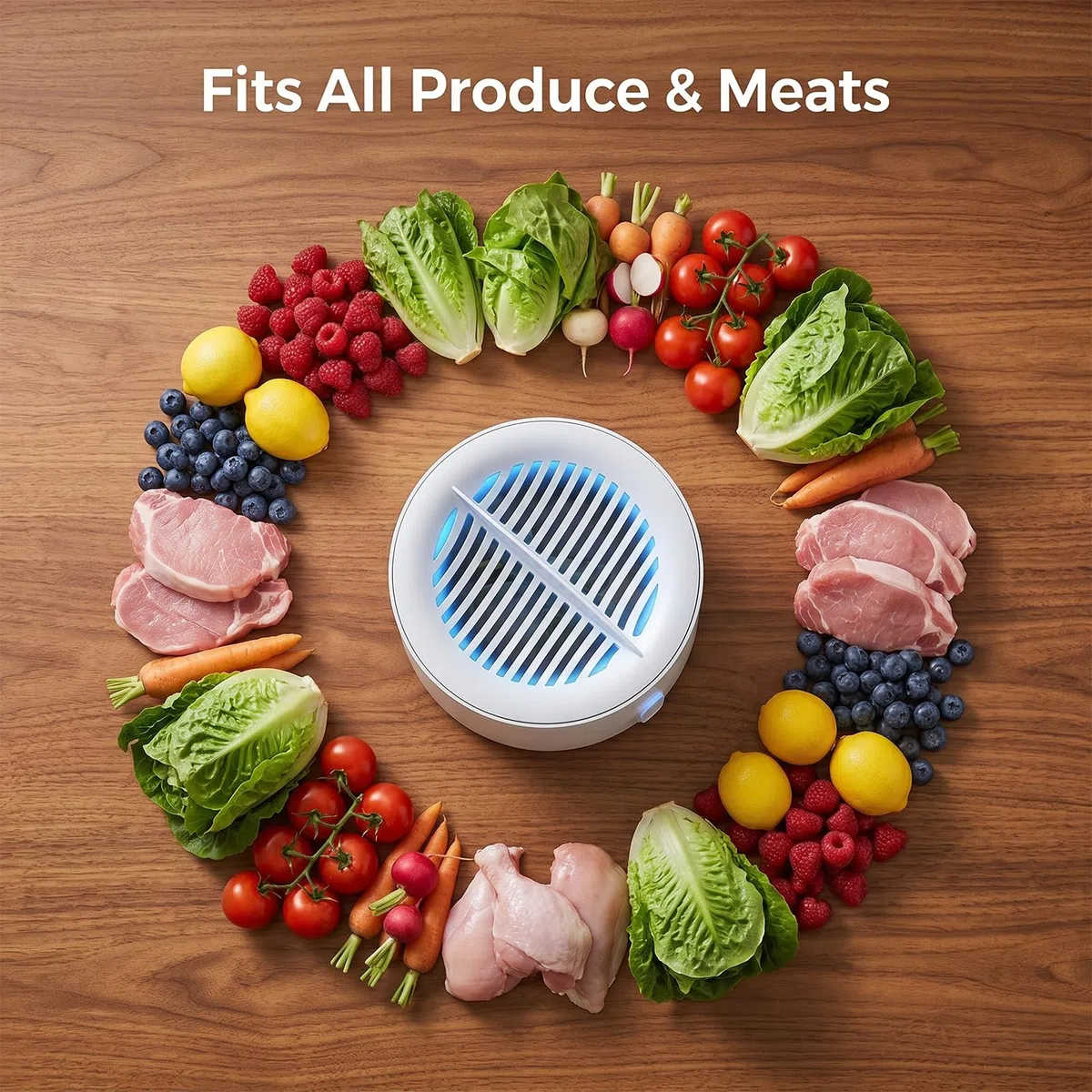 Puribreeze Obst und Gemüsereiniger, kabelloser tragbarer Elektroreiniger für Früchte, Gemüse, Reis und Fleisch effektive Lebensmittelreinigung (A)