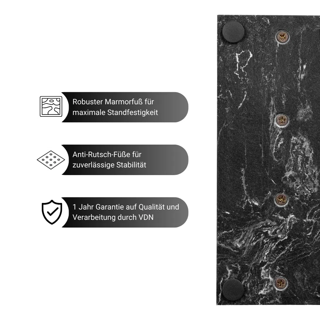 VDN Messerblock magnetisch - Messerblock ohne Messer [Doppelseitig, aus Akazienholz] - Messerhalter magnetisch [für 6-8 Messer] - Messerständer [mit Marmor-Fuß]