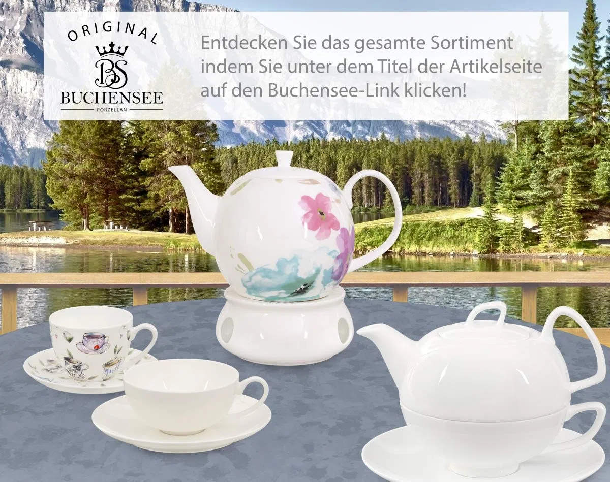 Teekanne 1500 ml Porzellan Fine Bone China weiß