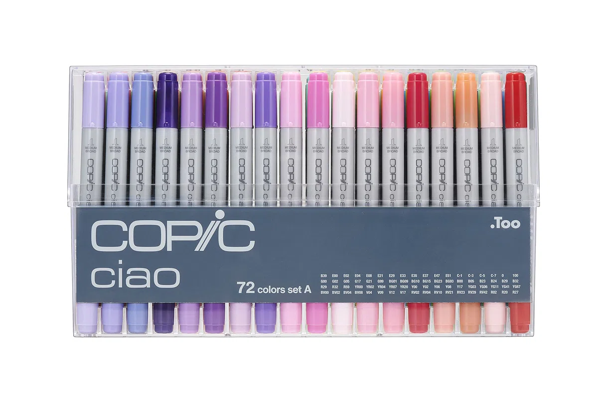 COPIC Ciao Marker Set A mit 72 Farben, Allround Layoutmarker, im praktischen Acryl-Display zur Aufbewahrung und einfachen Entnahme