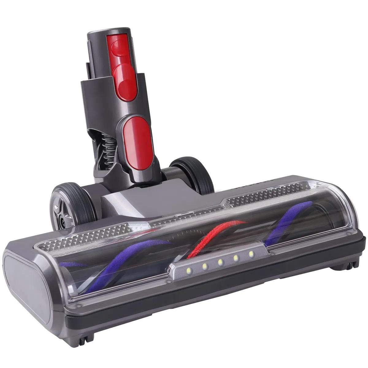 KENVOR Bürste mit 5 LED-Leuchten kompatibel mit Dyson V7, V8, V10, V11, V15, Ersatzbürste für Dyson Ersatzteile,Grau | Aufrechtes Design mit Schnappverschluss