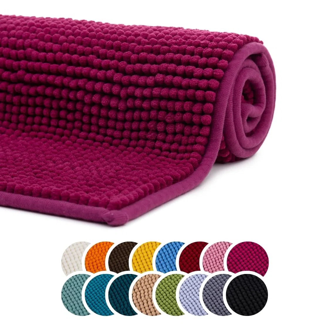 liebling Badematte, Badezimmerteppich rutschfest, Badteppich, Badvorleger, Duschvorleger, Badezimmermatte 70 x 120 cm, WC Deko, waschbar, Cyclam Pink, Serie Chile