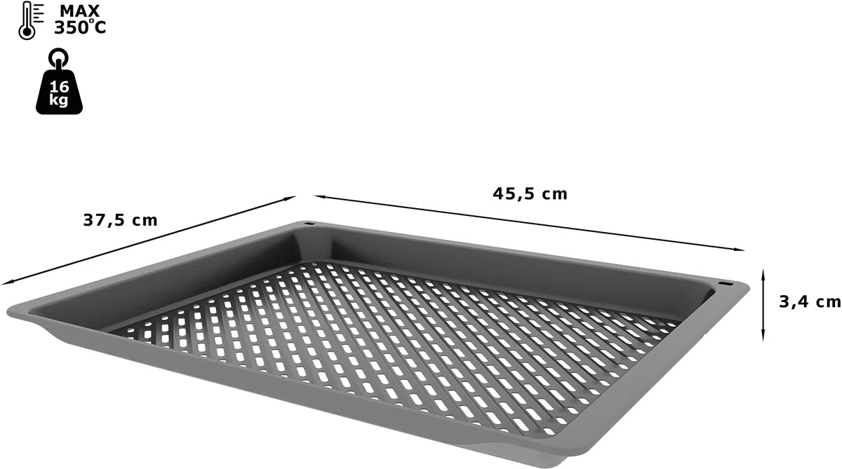 Siemens HZ629070, Air Fry und Grillblech, Heißluft-Frittierblech aus emailliertem Stahl, für 60 cm und 45 cm Backöfen mit Air Fry Funktion, fettarmes Frittieren, spülmaschinengeeignet