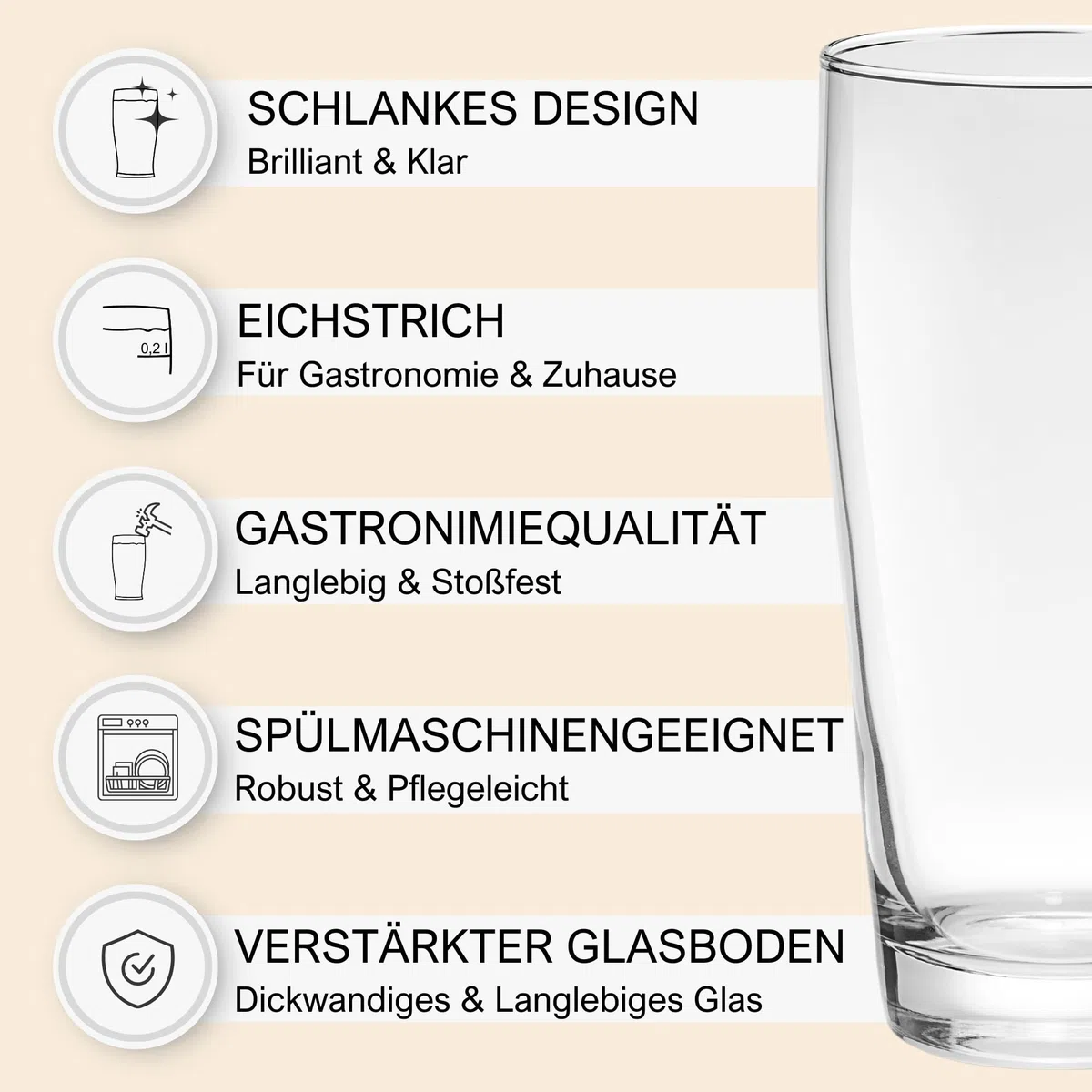 Van Well Willibecher 0,3l 24er Set - Premium Biergläser 0,3Liter - Robustes Bierglas, Spülmaschinengeeignet, Geeicht - Pint Gläser in Gastronomiequalität - Trinkglas 300 ml für Gastronmie und Zuhause