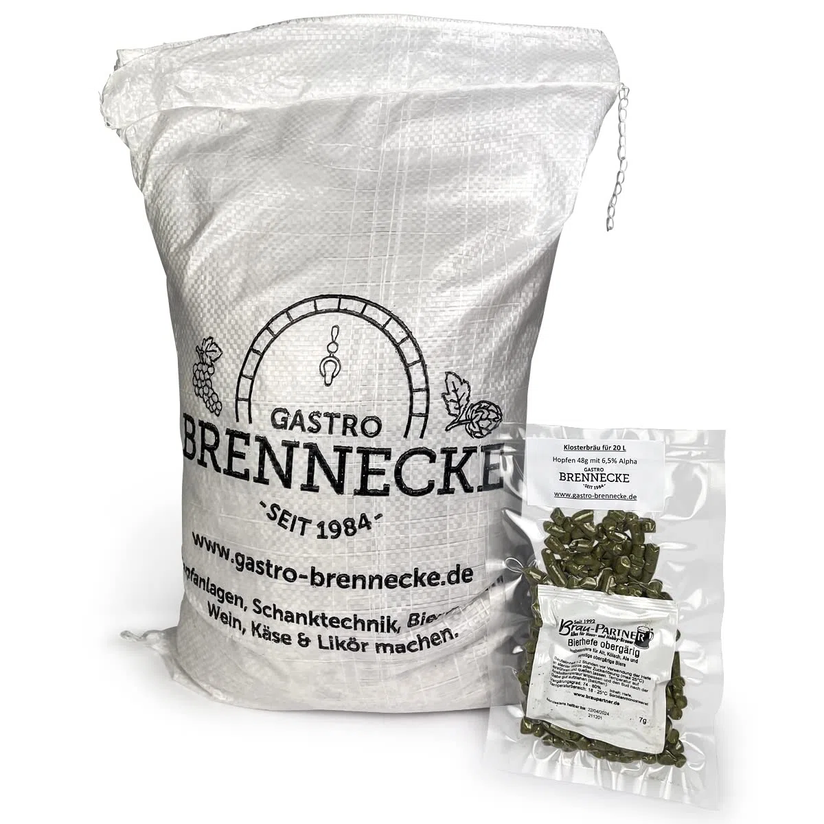 Malzmischung Klosterbräu mit Hopfen und Bierhefe geschrotet oder ungeschrotet (20 Liter, geschrotet)