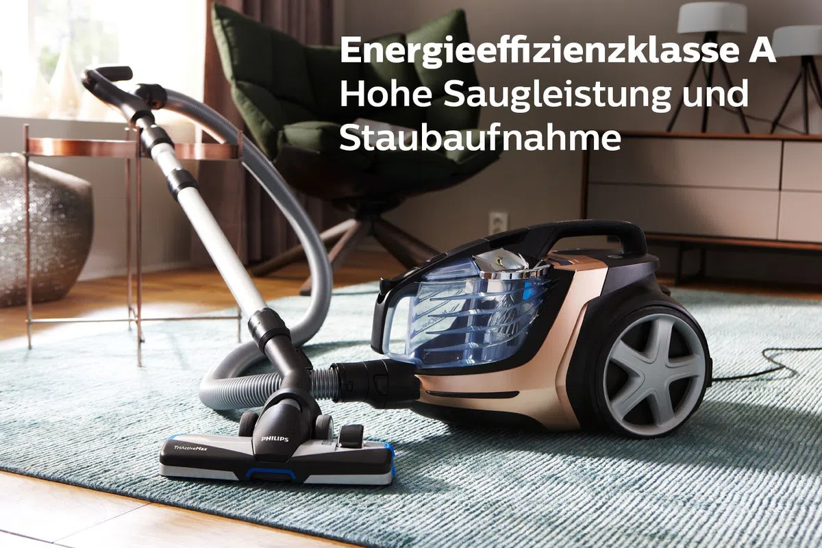 Philips beutteloser Staubsauger PowerPro Ultimate (AAA-Energie-Label, 650 W, 2,2 L Staubvolumen, Turbodüse für Tierhaare, kupfer) FC9922/09