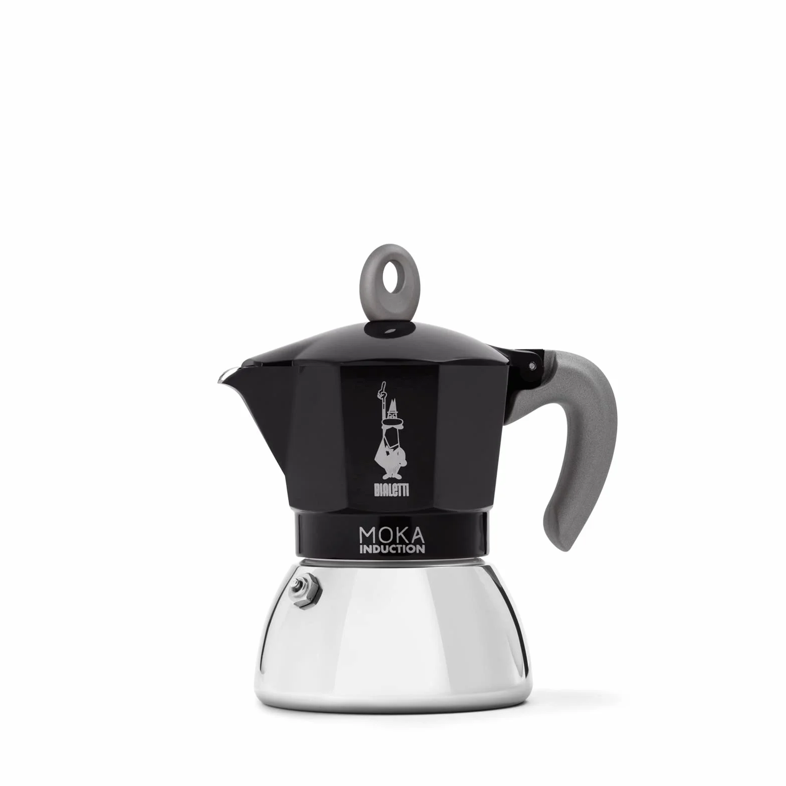 Bialetti - Moka Induction, Moka-Kanne, Geeignet für Alle Herdarten, 4 Tassen Espresso (150ml), Schwarz