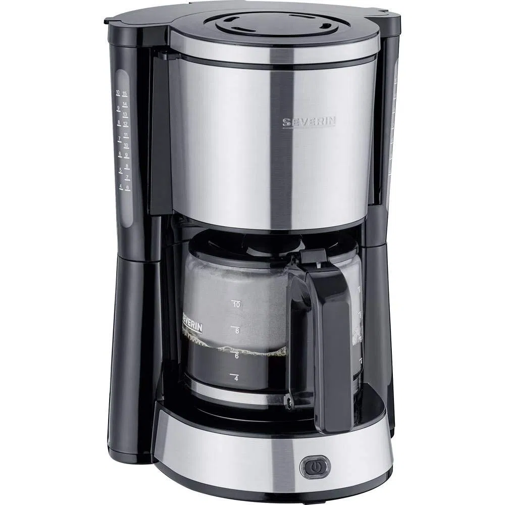 SEVERIN Kaffeemaschine, aromatischer Kaffee mit dem Kaffeebereiter für bis zu 10 Tassen, Filterkaffeemaschine mit Schwenkfilter, Edelstahl/schwarz, KA 4822