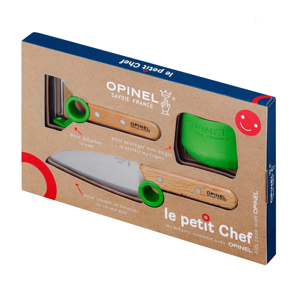 Opinel Coffret le petit chef bois vert, 3-teilig, 26,6 x 17 x 2,5 cm