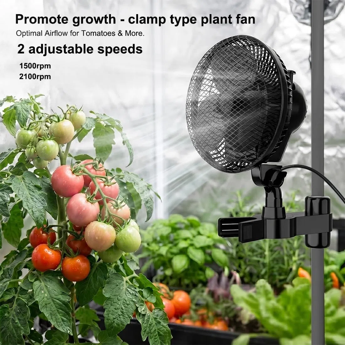 Grow Ventilator mit Clip EC-Motor, Grow Clip-Ventilator Klemmbar für Growzelt, 2 Geschwindigkeitsstufen, 20cm Durchmesser, 20W, 561m³/h Luftstrom, 32 dBA Perfekt Lüfter für Growbox