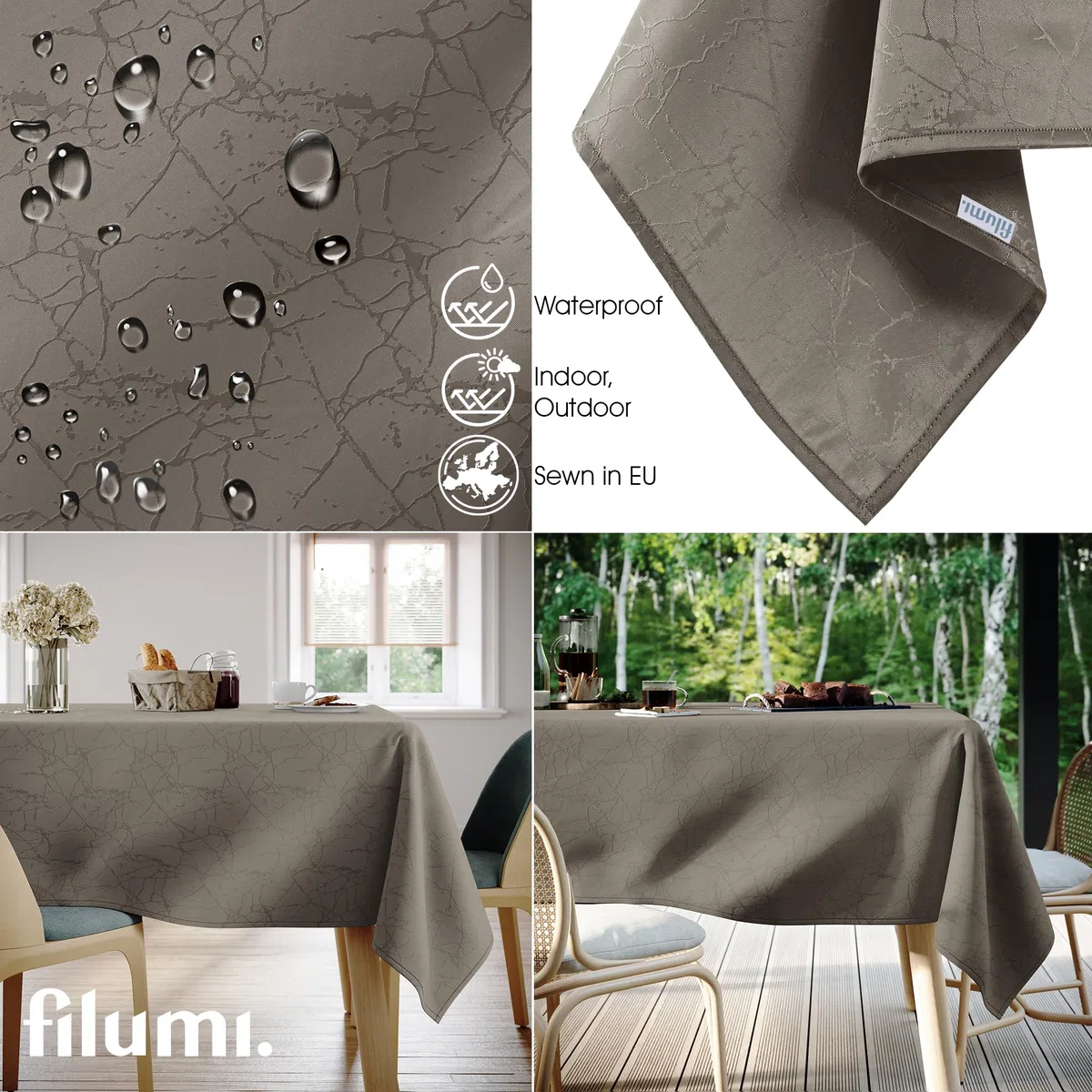 Tischdecke 140x200 cm oval Beige Abwaschbar Für Indoor Outdoor Marmormuster Manil