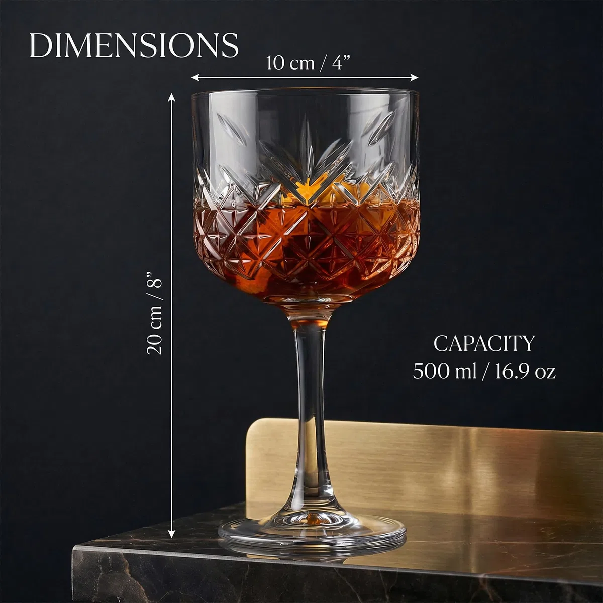 Extra großer Glaskelch, Vintage-Coupe-Gläser, große Weingläser, Cocktail, Champagner, Margarita, lange Stielgläser (500 ml) (Queen-Set)