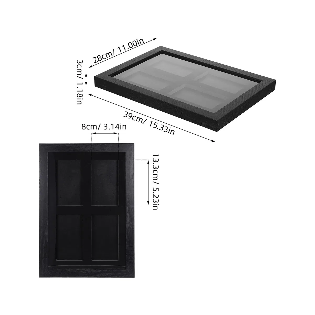 Lurrose Gerahmter Sammelkarten Rahmen für Wand und Tischmontage 4 Fächer Transparente Abdeckung Psa Kompatibel Kartendisplay für Sammelkarten und Trading Cards