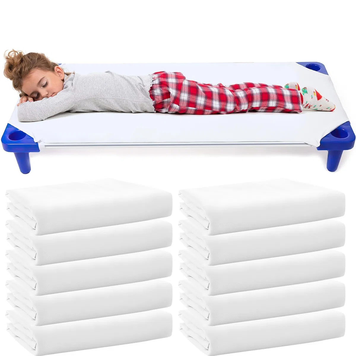 10er- Set Kinderbett Spannbettlaken für Kita, 130 x 60 cm Weiße Kinder Bettlaken, Mikrofaser Baby Bett Spannbetttucher für Kindergarten Krippenbett Kinderwagen Reisen, Standardgröße