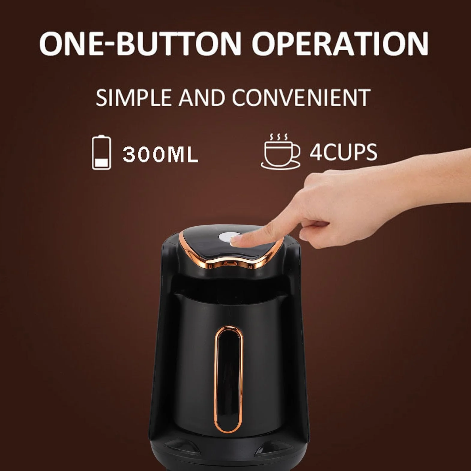 4 Tassen Kaffeemaschine, 600 W 0,3 L Tragbarer Türkischer Kaffeemaschine Anti -Überlauf, Anti -Trockenverbrennung (EU -Stecker 220 V)