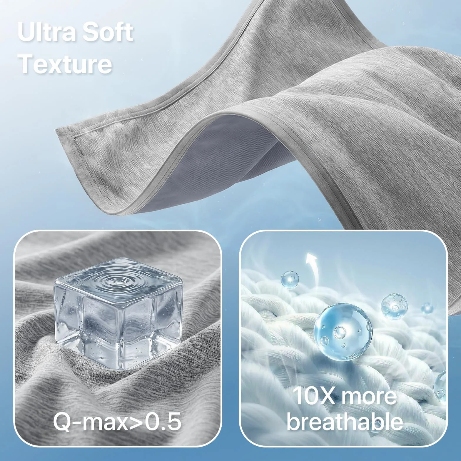 IKALIFE Kühldecke Bett für Menschen - 2 in 1 Kühlende Decke Q-Max>0,5 Cooling Blanket Kältedecke Eisdecke zum Schlafen Leichte Sommerdecke Kühlend für Sommer Sleeping 150x200 cm Grau