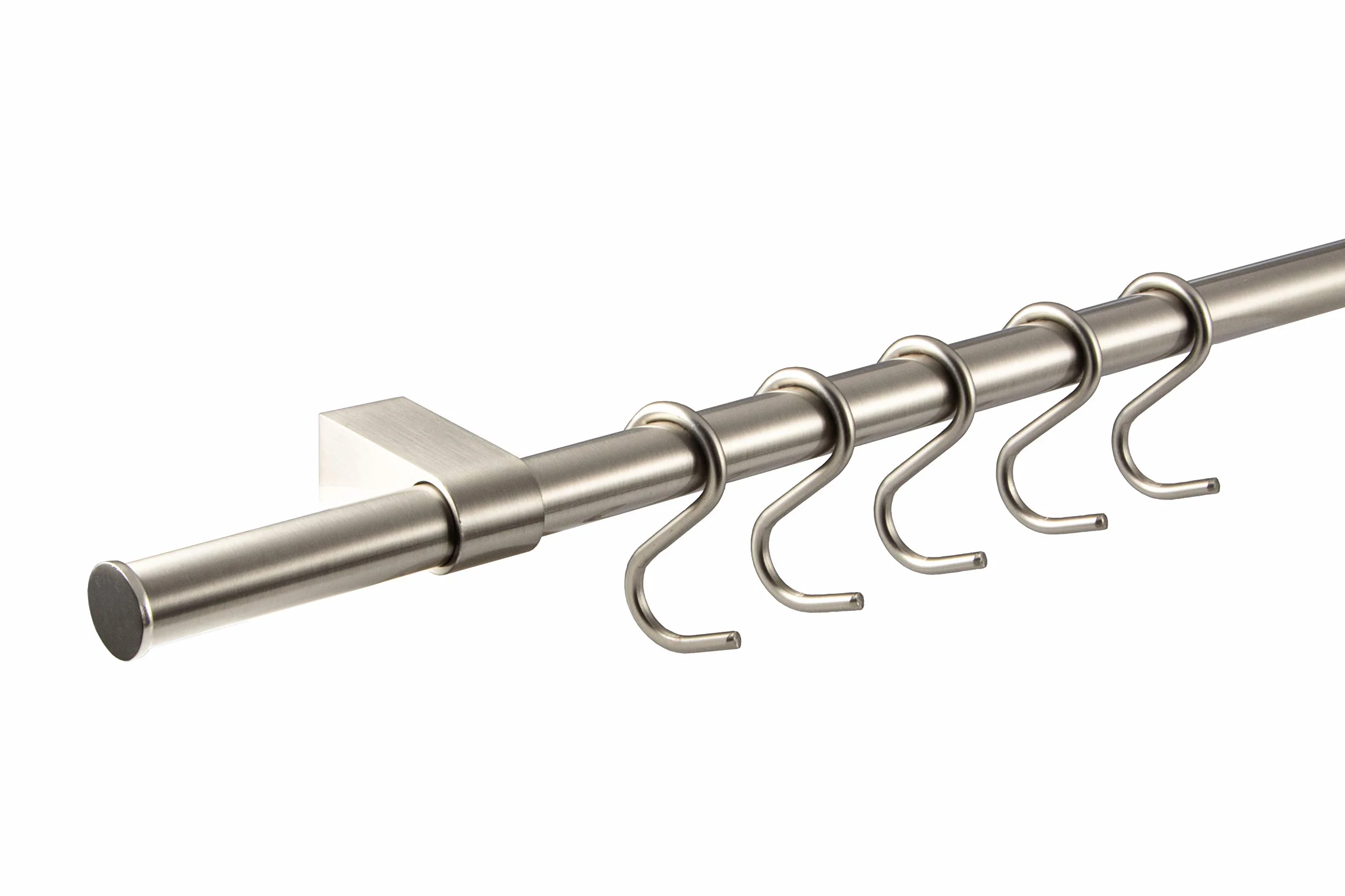 Gedotec Design Küchenreling Wand-Relingsystem Küche | Edelstahl-Optik | Reling-Set Länge: 600 mm | Reling-System mit 5 S-Haken mit Befestigungsmaterial | 1 Komplett-Set - Küchenleiste aus Metall