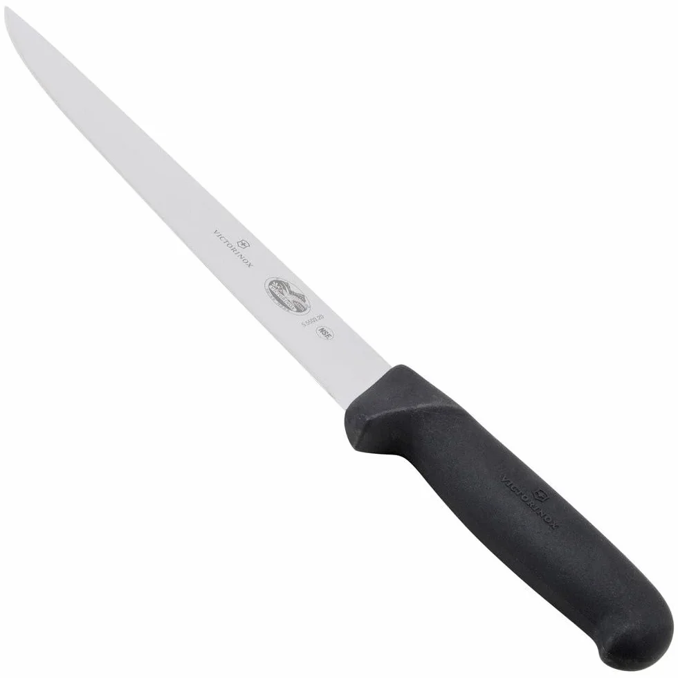 Victorinox Fibrox Schlacht-/Bankmesser, Zerlegemesser zum Zerteilen großer Fleischstücke, 20 cm, Gerade Klinge, Scharf, Rostfreier Stahl, Schwarz