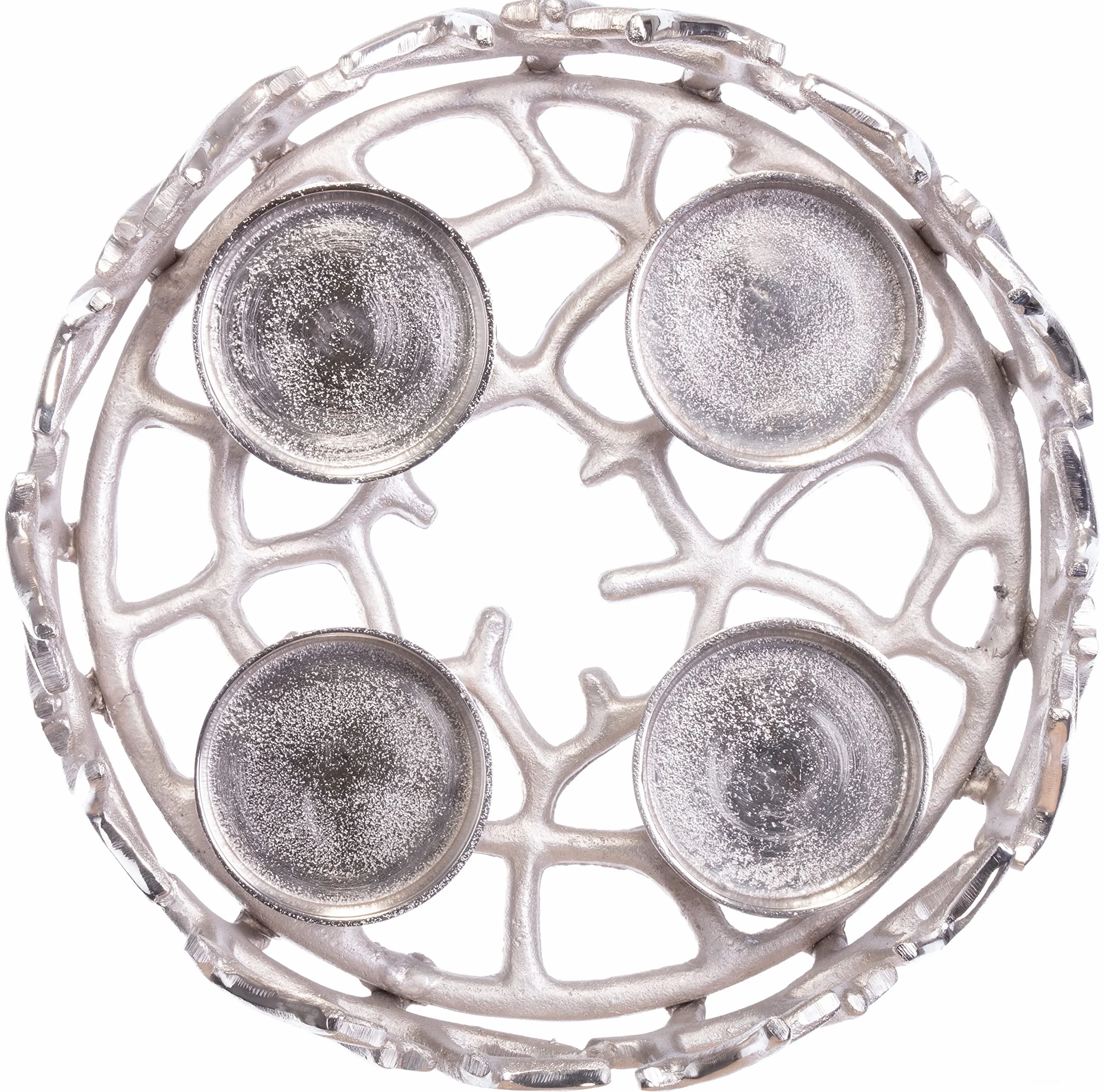 Brandsseller Adventskranz Silber Ø 28 cm – Stilvoller Kerzenhalter für 4 Kerzen - Moderner Weihnachtskranz aus Aluminium mit stilisierten Ästen, Elegante Tischdeko