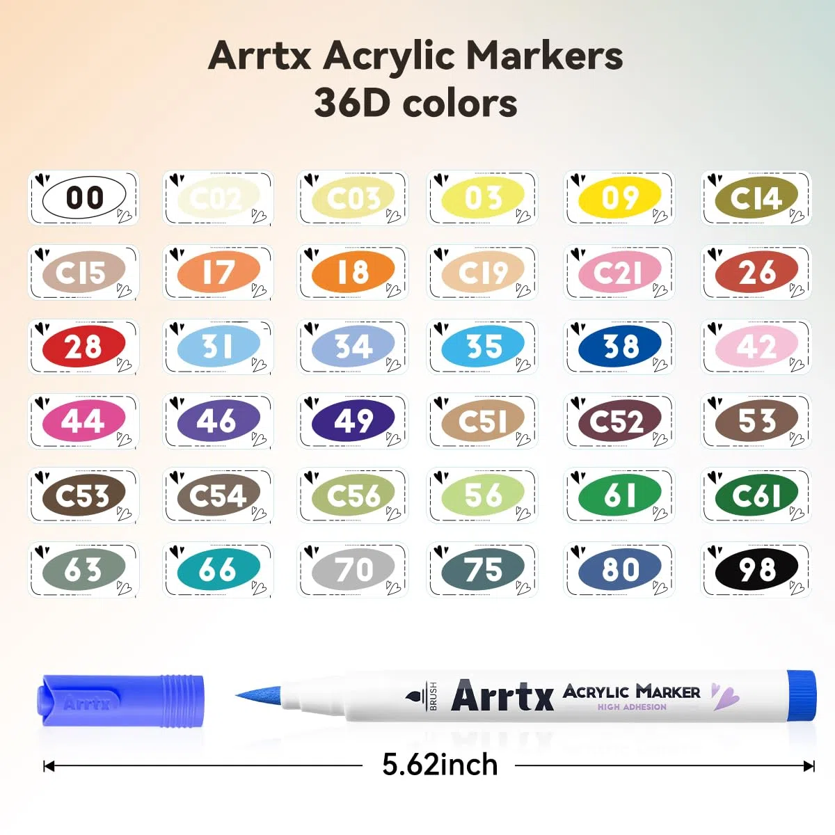 Arrtx Acrylstifte für Steine Wasserfest-36 Farben Stifte Steine Bemalen, Pinsel Spitze Acrylmarker Zum Bemalen Acrylmarker für malerei, Keramik, Glas, Holz, Metall, Leinwand, DIY Fotoalbum