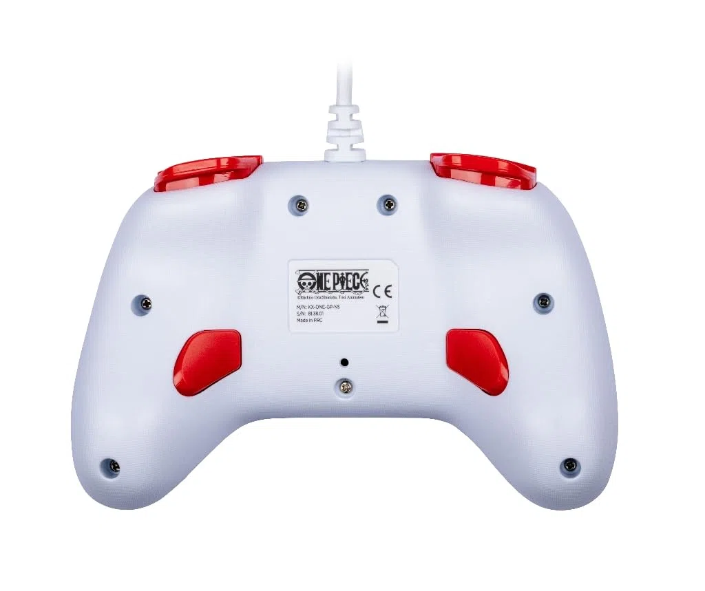 Konix One Piece Wired Controller für Nintendo Switch, OLED Switch und PC - Vibrationsfunktion - 3 m Kabel - Luffy-Motiv - Weiß