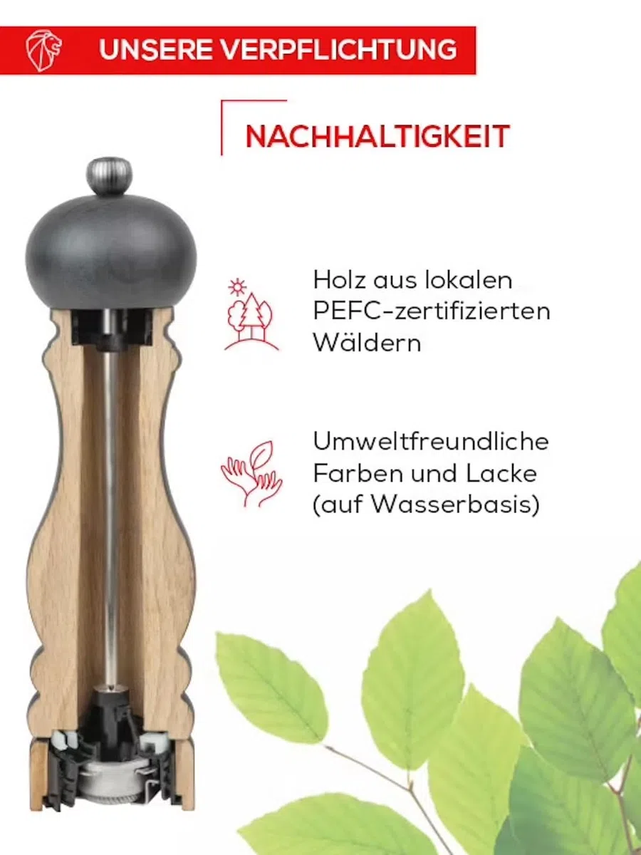 PEUGEOT - Salzmühle Paris u‘Select 18 cm - 6 voreingestellte Mahlgrade - Innovatives Zirlion-Mahlwerk für pulverfeines Salz - Aus PEFC-zertifiziertem Holz - Französisches Know-how - Naturfarben