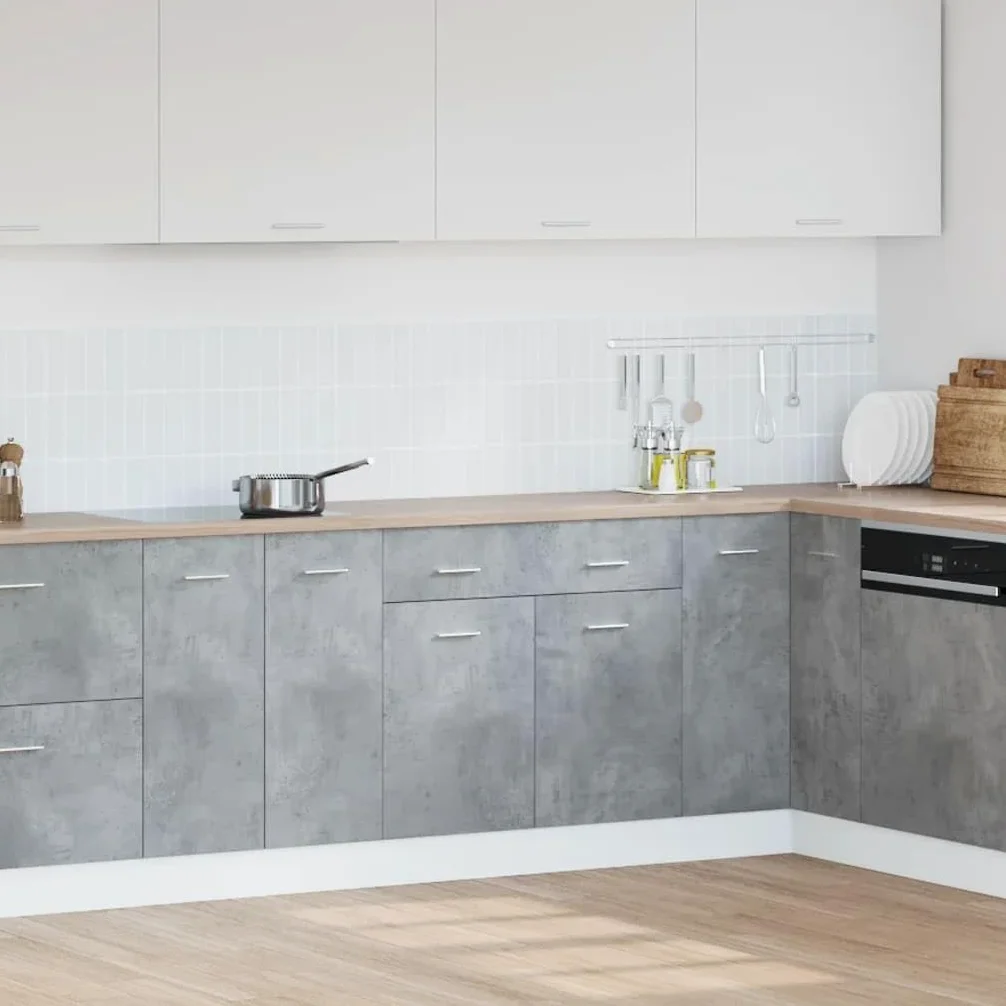 vidaXL Schubunterschrank Lyon Betongrau 80x46x81,5 cm Holzwerkstoff, Küchenschrank, Gastronomieschrank, Gastro Möbel, Küchenmöbel, Aufbewahrungsschrank