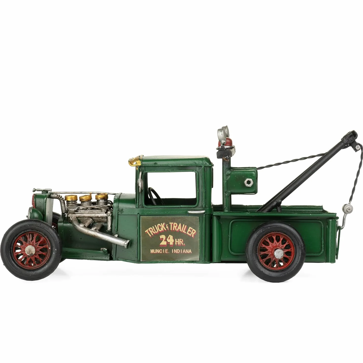 Moritz Blech-Deko Auto Abschleppfahrzeug grün Blechdekoration Blechmodell Modellauto Retro Sammlerstück Vintage Deko Nostalgie Antik Style