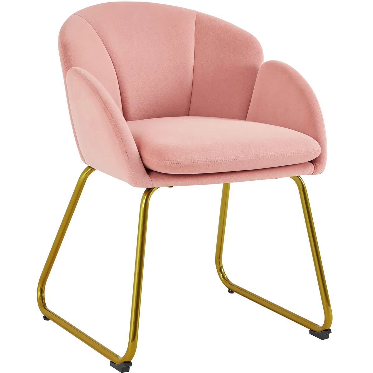Yaheetech Esszimmerstuhl modern, Küchenstuhl in Blumenform, Sessel Polsterstuhl mit Metallbeinen Gold, für Wohnzimmer/Esszimmer Rosa