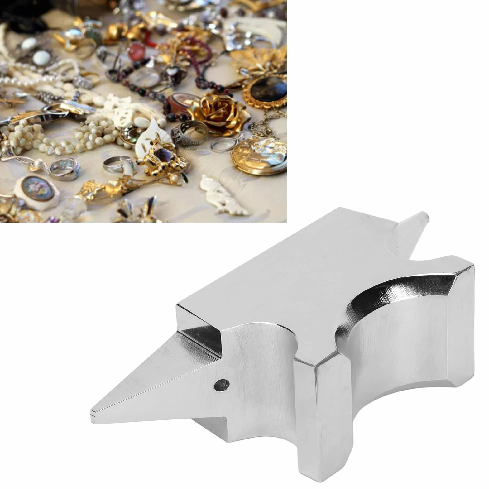 Metallformamboss, kompakte Größe, Loch-Design, einfach zu bedienen, multifunktional, poliert, Hornamboss, Edelstahl für DIY-Schmuckmarkierung
