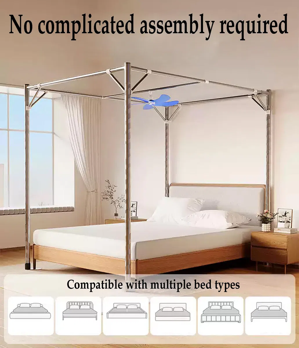 Himmelbett Moskitonetzhalter Vier Eckbett, Mückenetz Rahmen Bettüberdachung Baldachin Gestell, Aus Edelstahl, Schlafzimmer-Dekor(Size:150 * 200cm,Color:32mm)