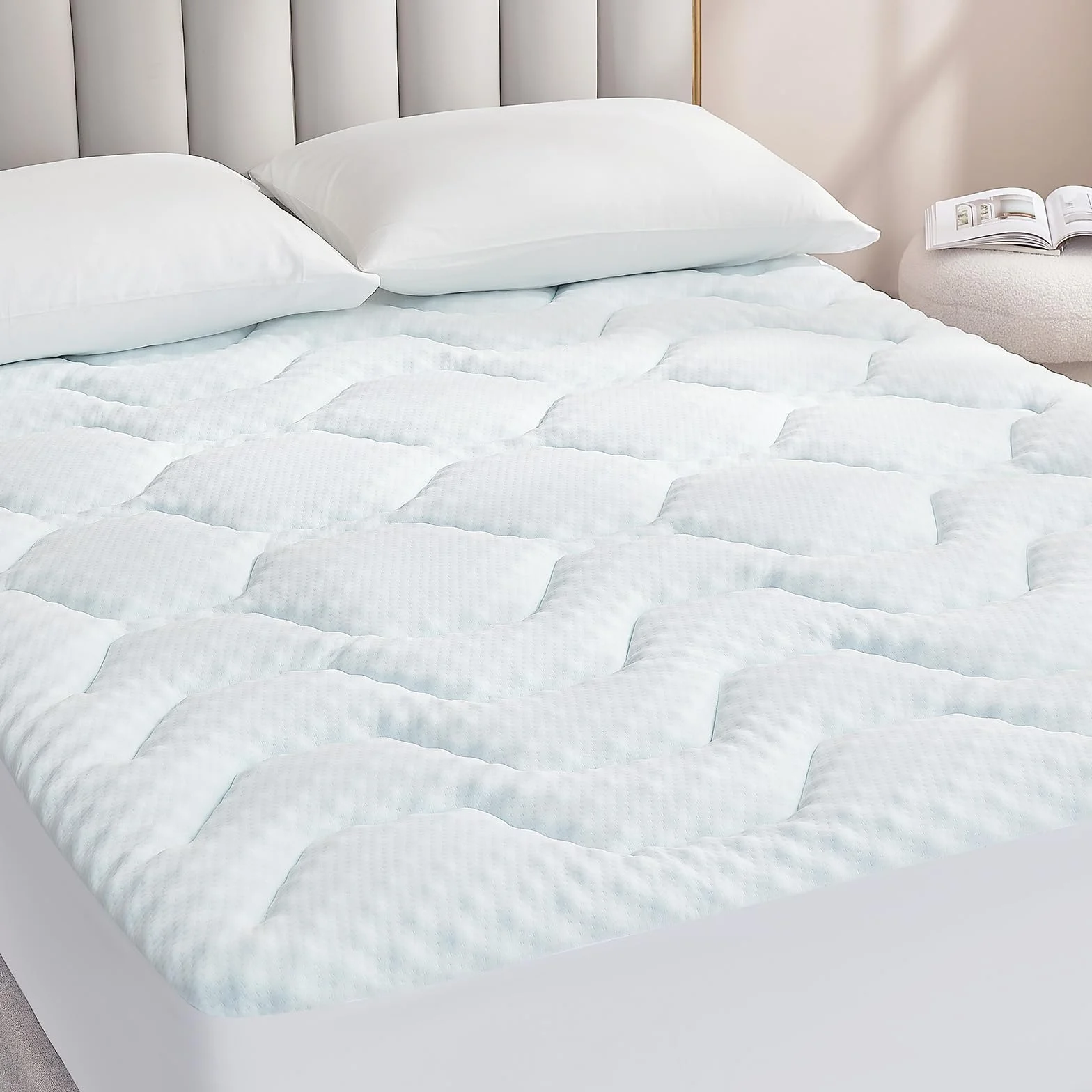 EHEYCIGA Gel Topper 140x200cm, Memory Foam Matratzentopper, Matratzen Topper mit extra tiefem Tasche, Weiß