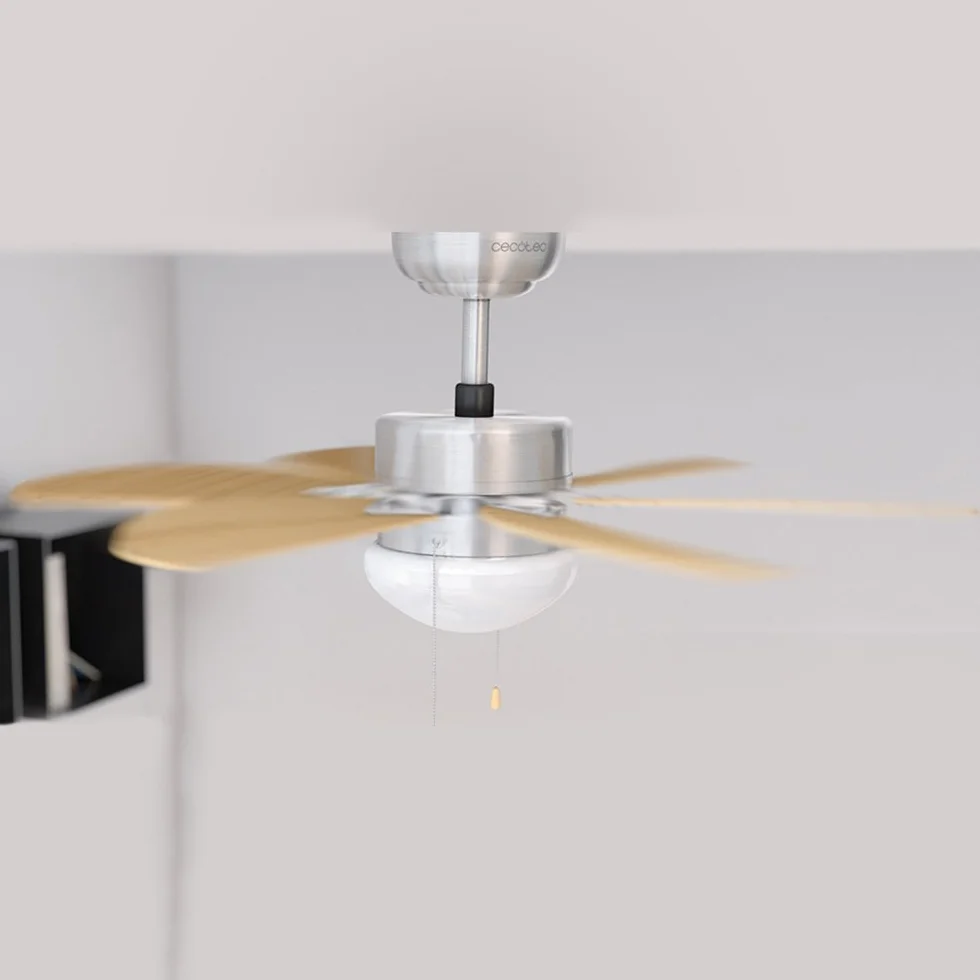 Cecotec Deckenventilator EnergySilence Aero 350. 50 W, geringer Verbrauch, 81 cm Durchmesser, Lampe, 6 Wendeflügel, 3 Geschwindigkeiten, Winterfunktion, Weiß oder Holzoptik