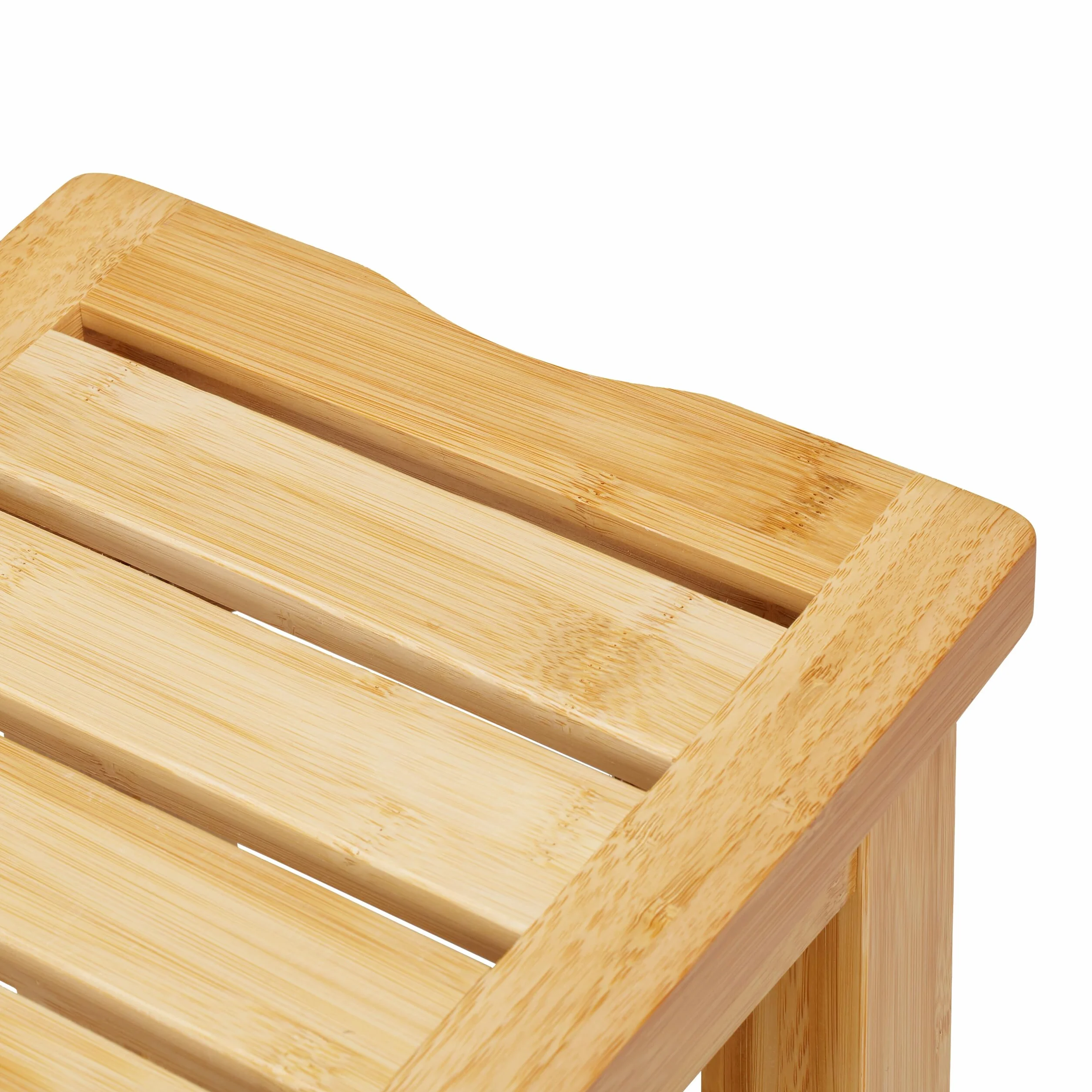 Relaxdays Badhocker Bambus, HxBxT: 45,5 x 48 x 25 cm, Traglast: 150 kg, Antirutsch-Füße, Sitzhocker mit Ablage, Natur