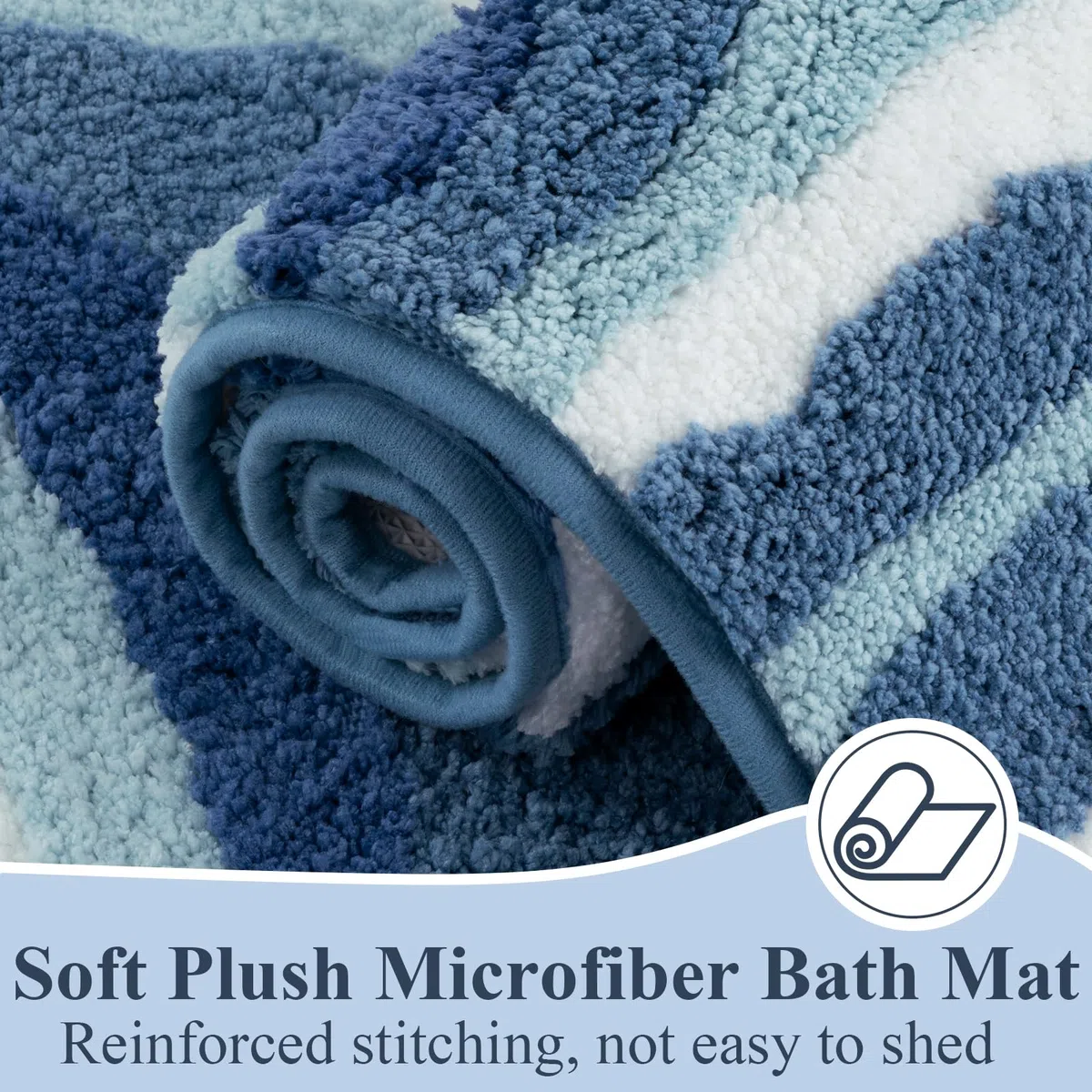 Enyhom Badematte rutschfest 45 x 65 cm, Weicher Dicker Blau Badezimmerteppich Waschbar Badteppich, Super Saugfähig Flauschig Schnelltrocknend Duschvorleger, Mikrofaser Klein Bad Teppich für Badewanne