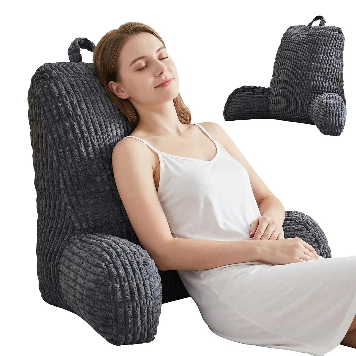 Lesekissen, Rückenkissen für Bett und Sofa, Rückenlehnenkissen für Erwachsene, Ergonomisches Stützkissen zum Sitzen, Lesen und Fernsehen